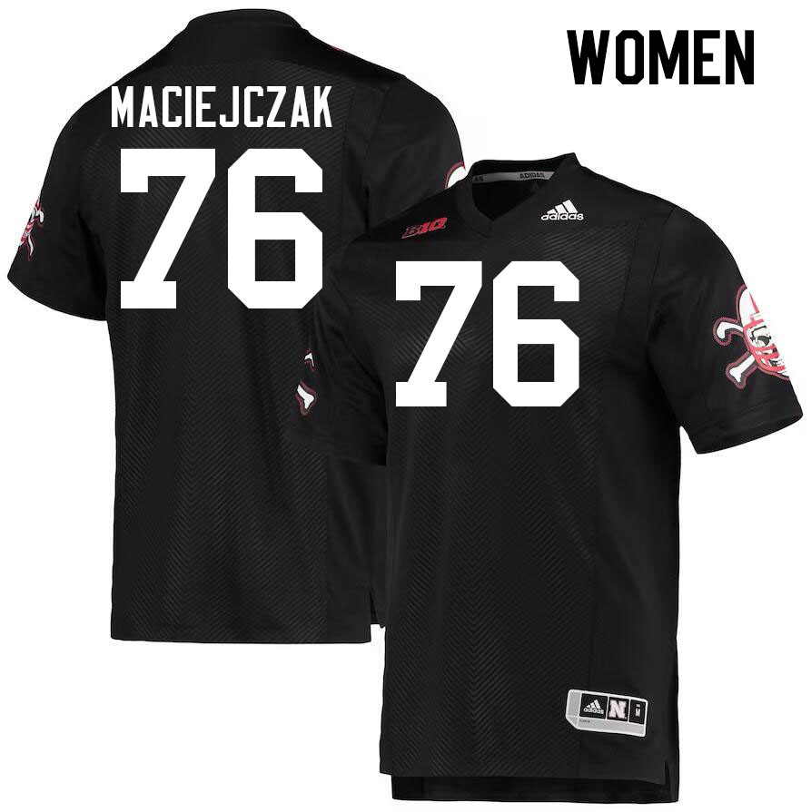 Women #76 Jason Maciejczak Nebraska Cornhuskers College Football Jerseys Stitched Sale-Black